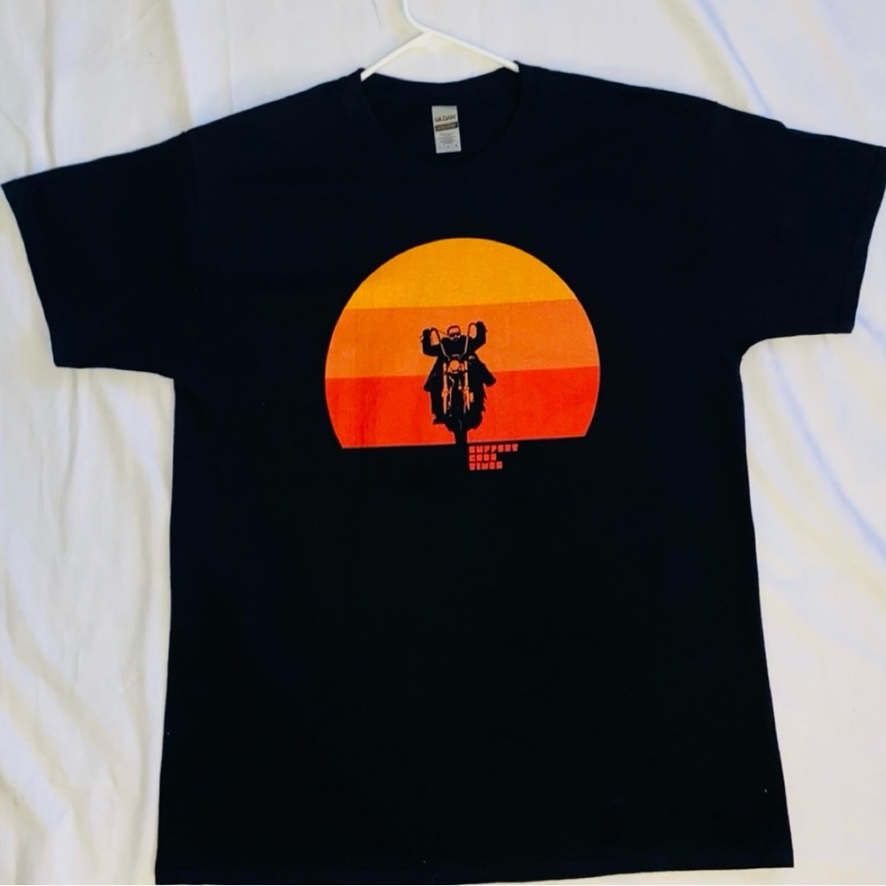 Black Motorcycle Support Good Times Sundown T-Shirt
